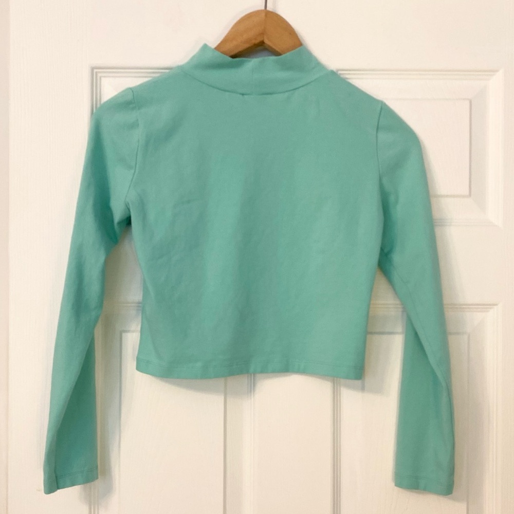 Asos Mint Aqua Long Sleeve Women's Cop Turtleneck Top - Picture 4 of 8